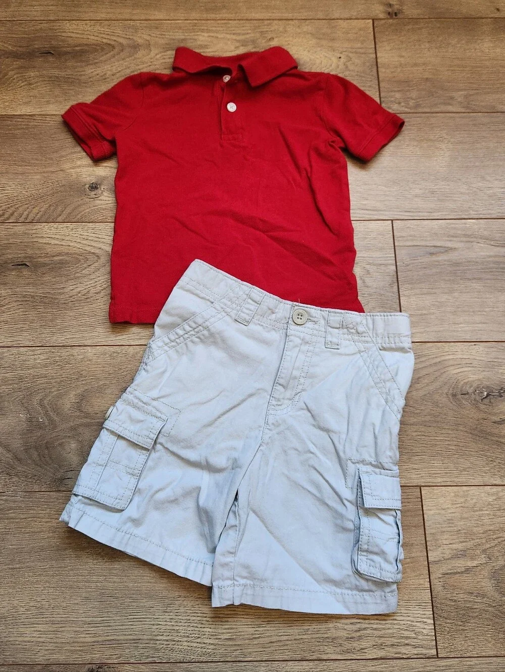 3t Boys Red Polo Shirt And Cream Shorts